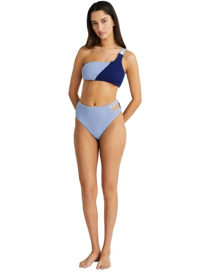 High Waist Cheeky Bikini Bottoms in Blue