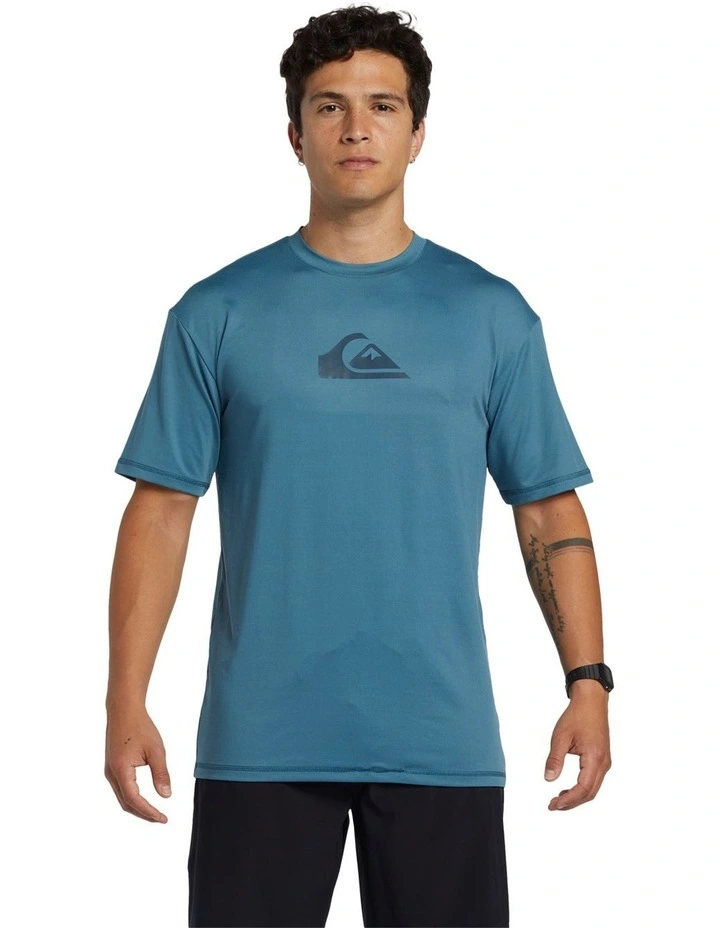Solid Streak Short Sleeve Surf T-Shirt in Aegean Blue