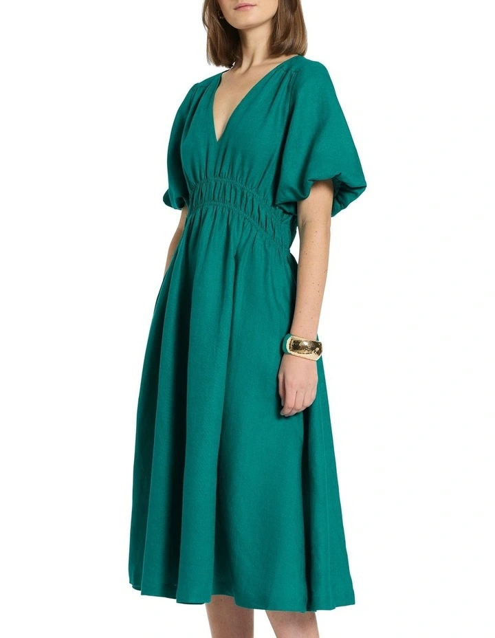 Trey Linen Dress in Teal