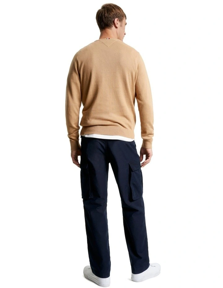 Pima Organic Cotton Cashmere Crew Neck Knit in Kahki