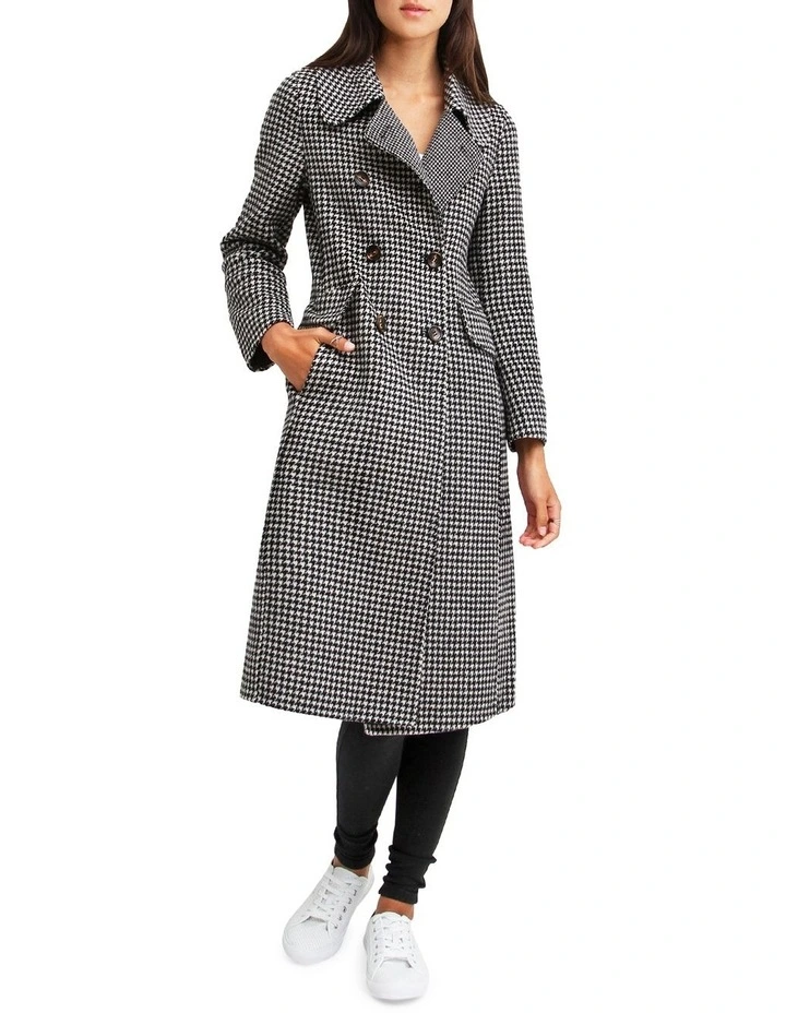 Save My Love Black & White Check Wool Coat