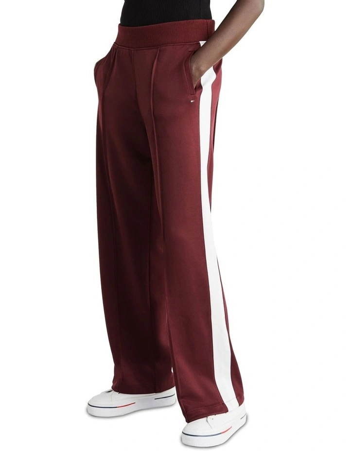 Sport Contrast Stripe Mid Rise Joggers in Red