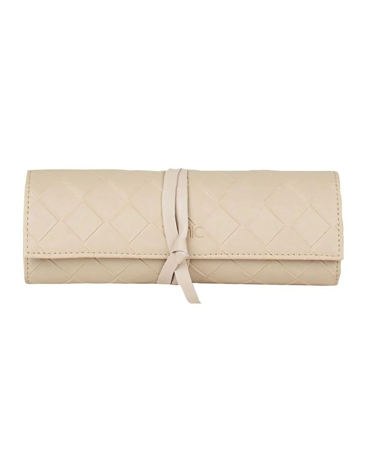 Woven Makeup Brush Roll in Sand