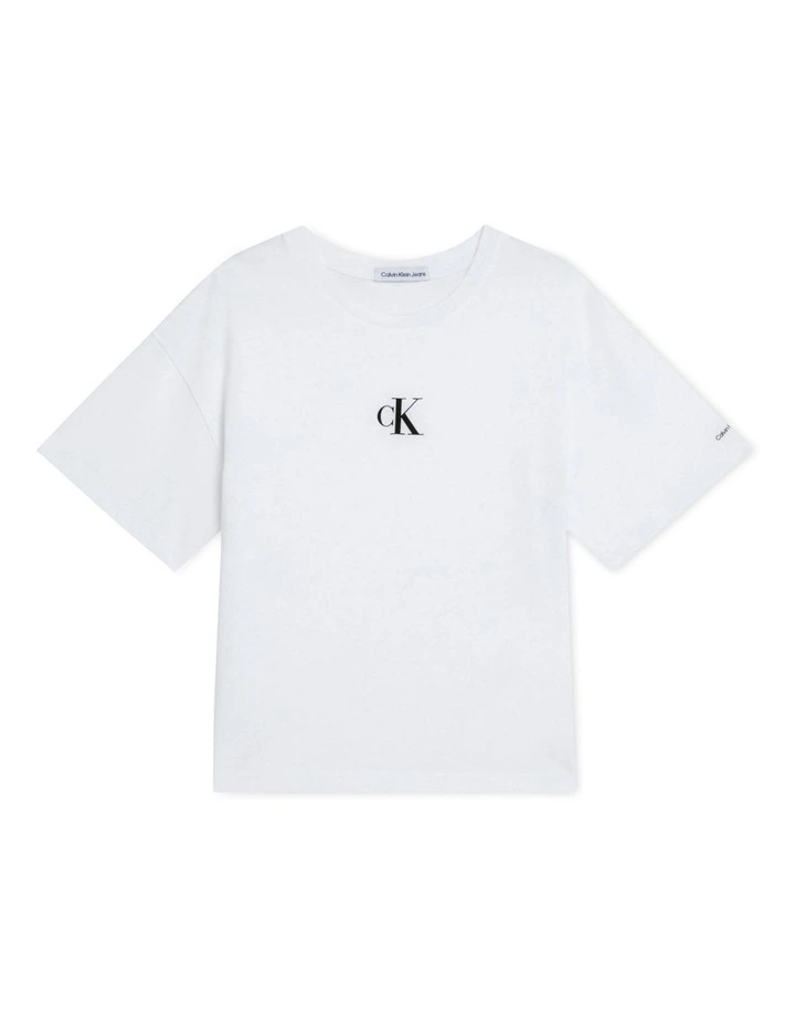 CK Logo Boxy T-shirt in Bright White