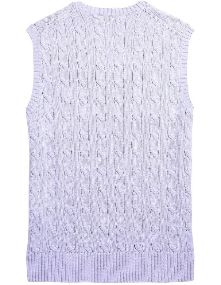 Cable-Knit Cotton Sweater Vest in Purple