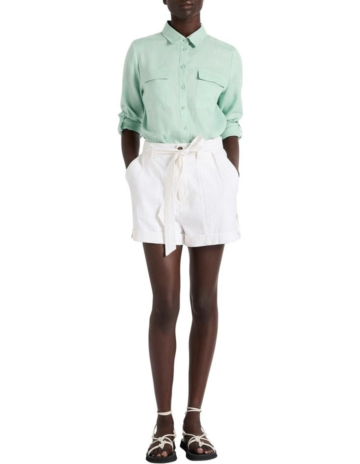 Sofia Linen Shirt in Seafoam