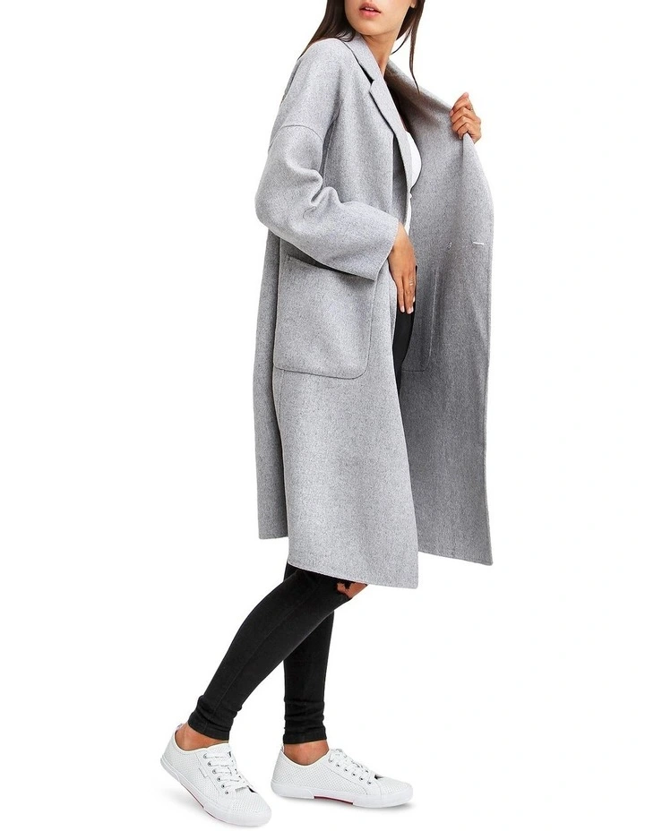 Publisher Grey Marl Double-Breasted Wool Blend Coat