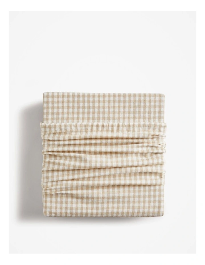 Noni Gingham Queen Quilt Cover in Natural