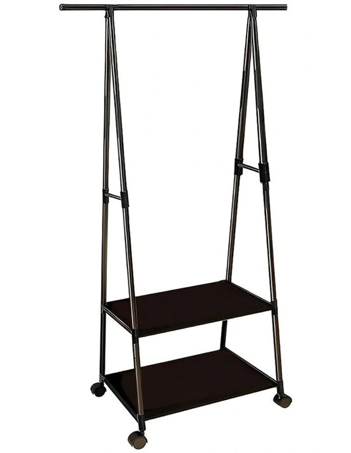 2-in-1 Clothes Shoe Rack Organizer with Wheels in Black
