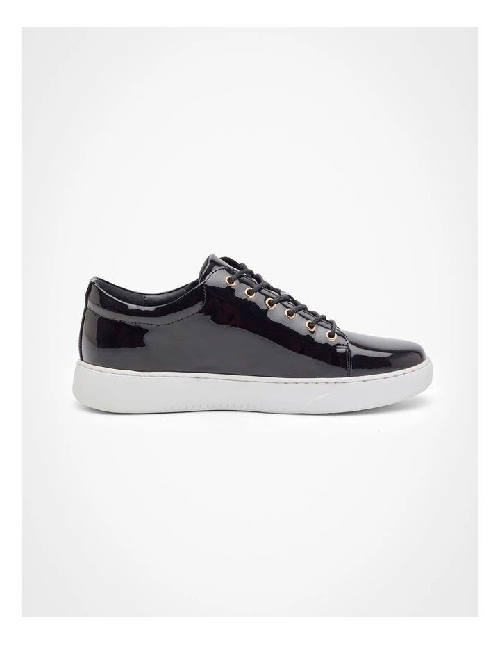 Patent Side Zip Sneakers in Black
