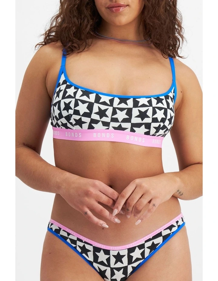 Icons Scoop Crop Bra in Star Check