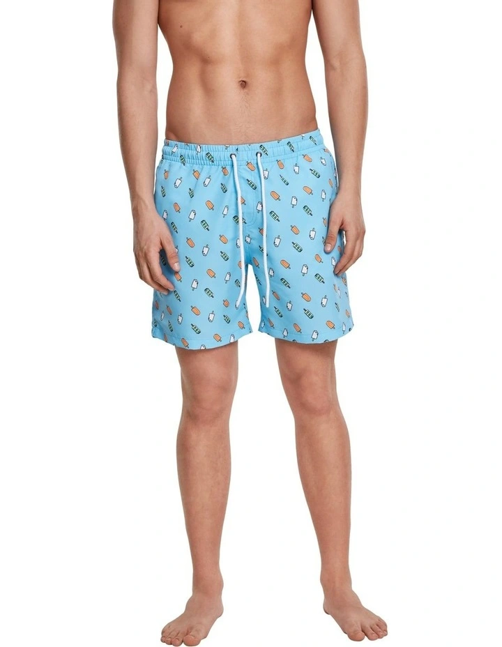 Popsicles Pattern Swim Shorts in Light Blue