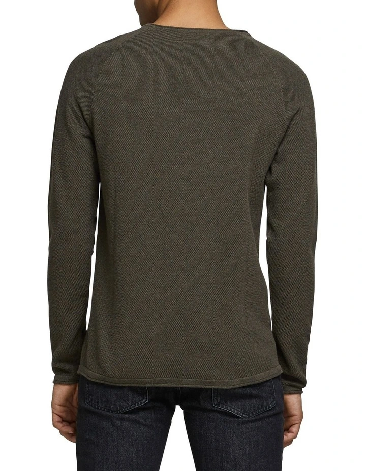 Crew Neck Knit Sweater in Olive Night