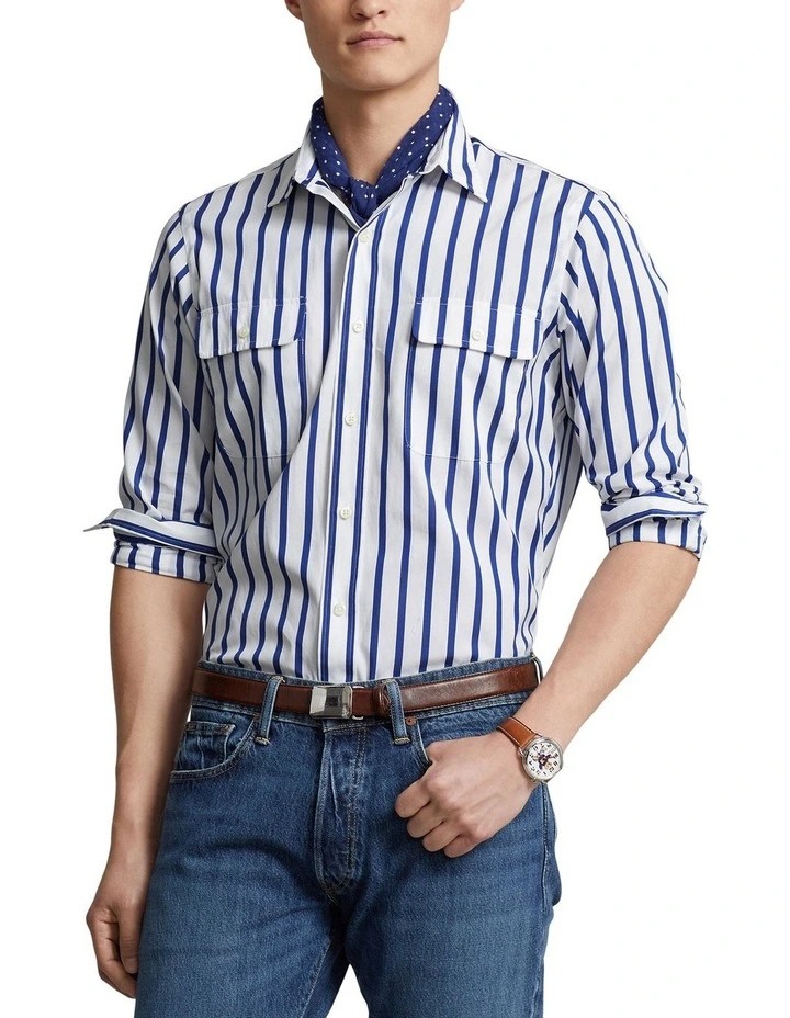 Classic Fit Striped Poplin Workshirt