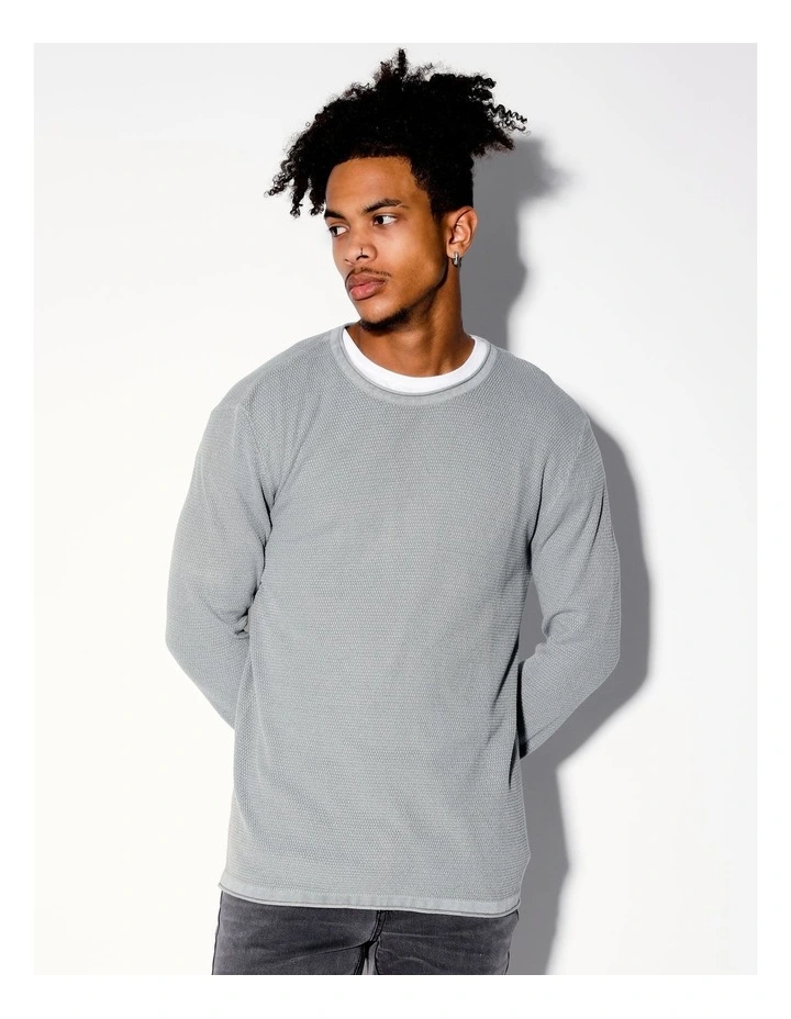 Tomas Textured Knit Pullover in Grey