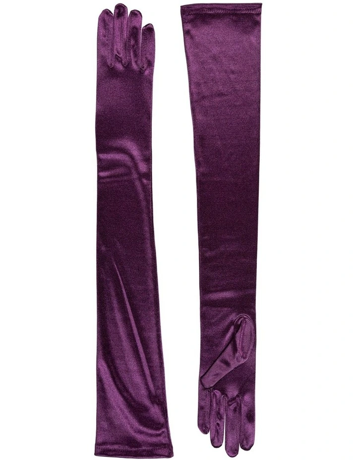 Long Opera Satin Gloves in Amethyst