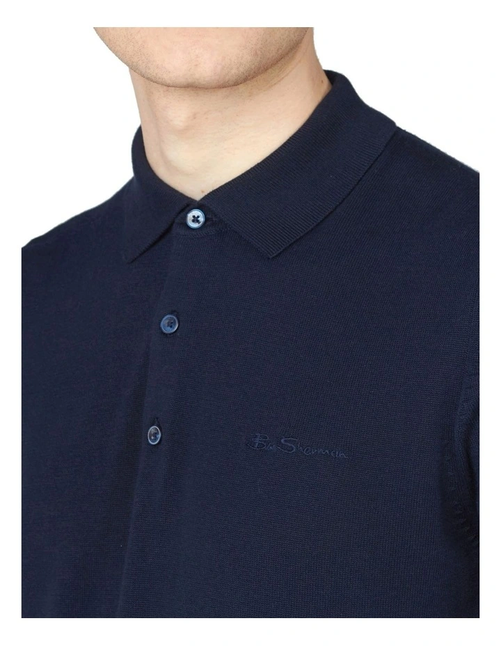 Signature Short Sleeve Knitted Polo Dark Navy
