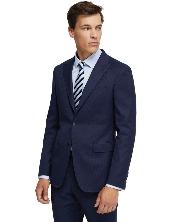 Byron Luxury Half Canvas Suit Jacket in Navy Pinstripe