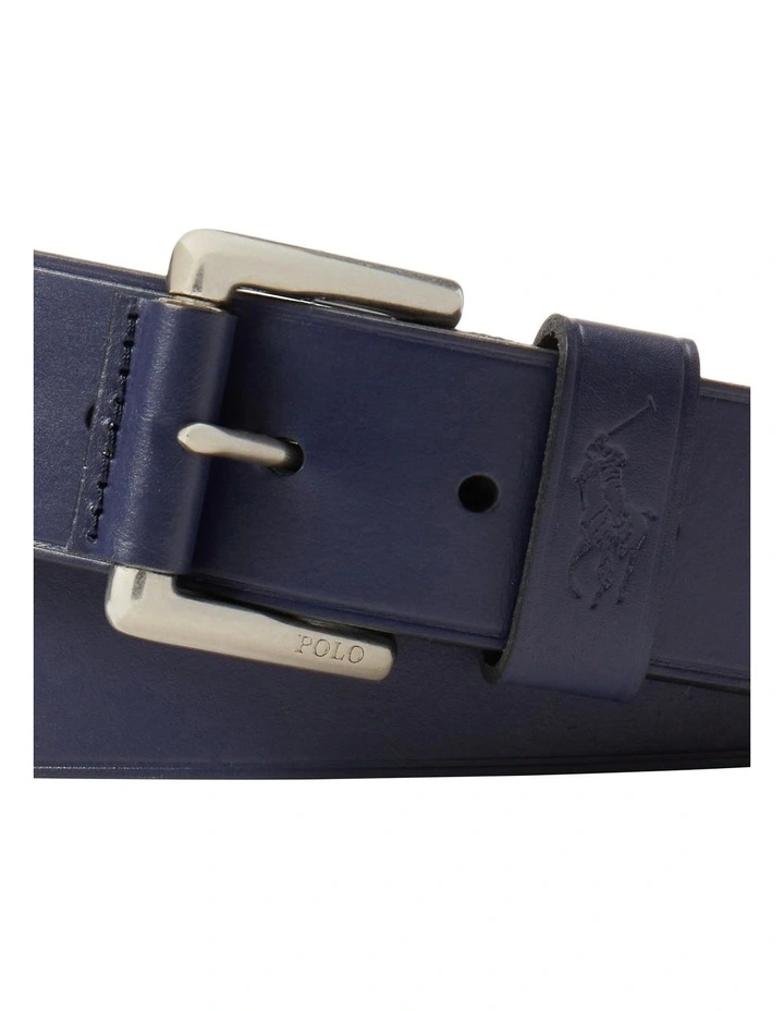 Signature Pony Leather Belt in Navy