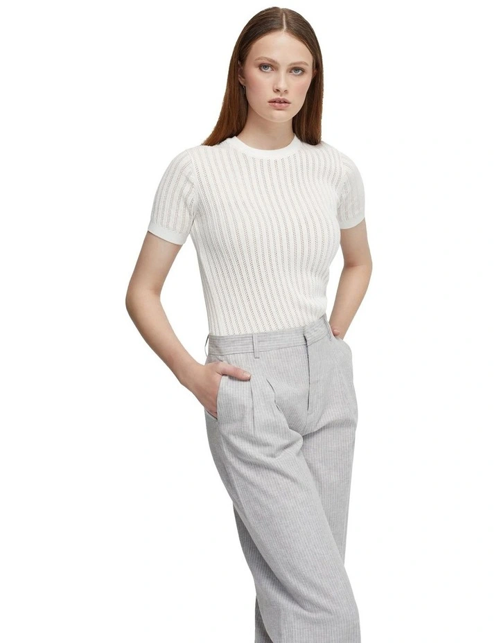 Rosie Pointelle Cotton Knit Top in Ivory