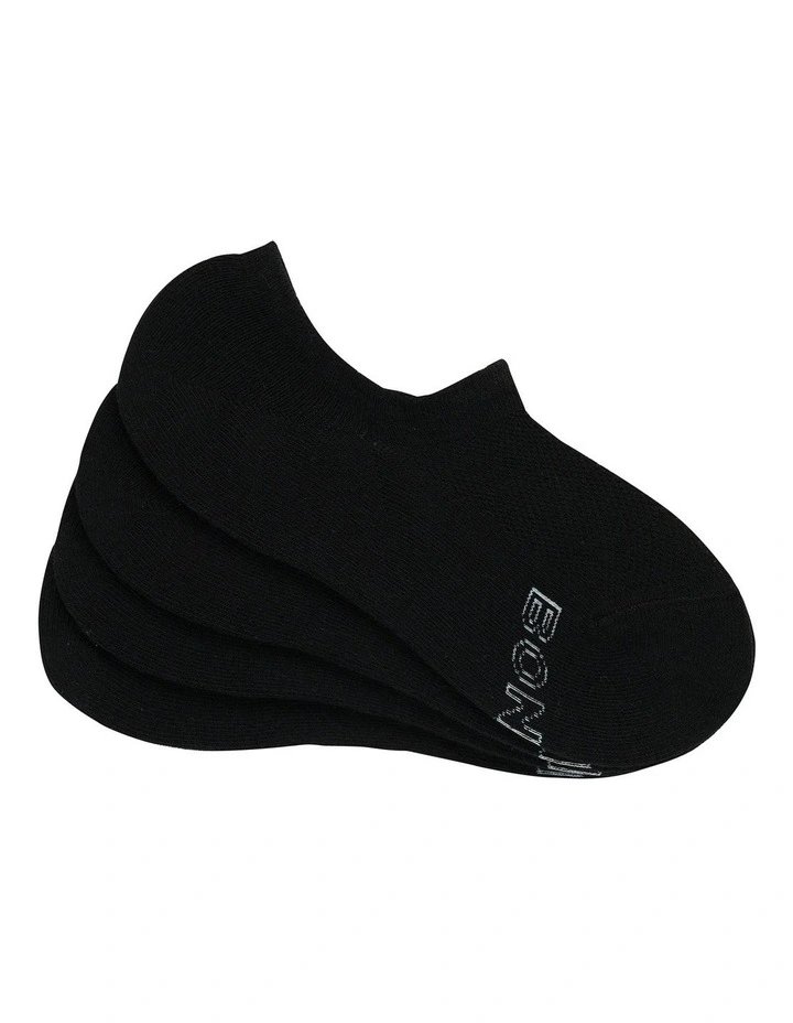 Logo 3D Sneaker Socks 4 Pack in Black