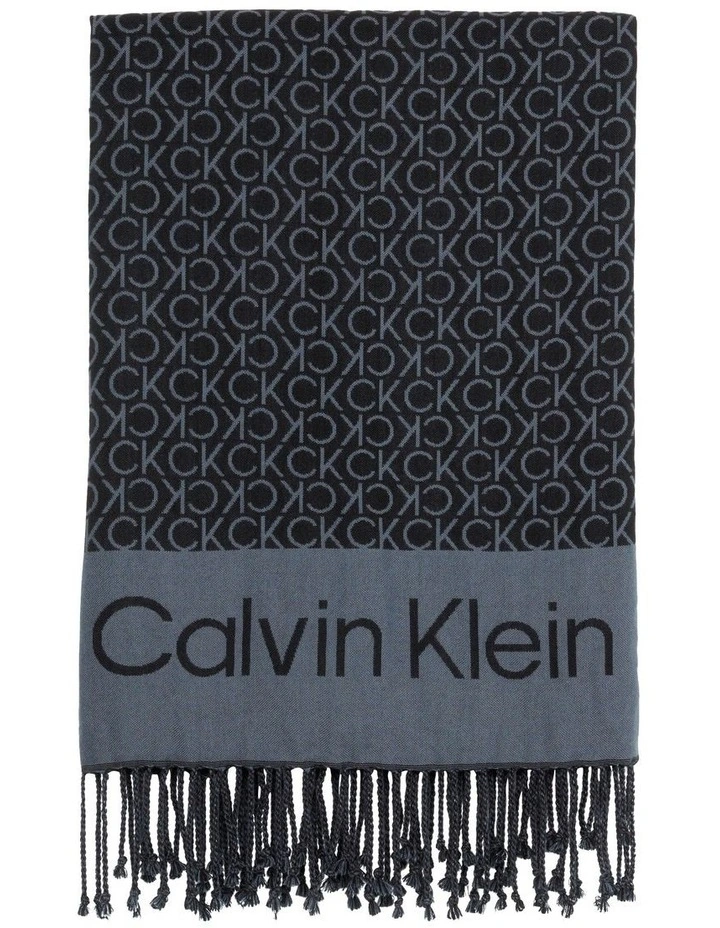 Fringes Monogram Scarf in Black