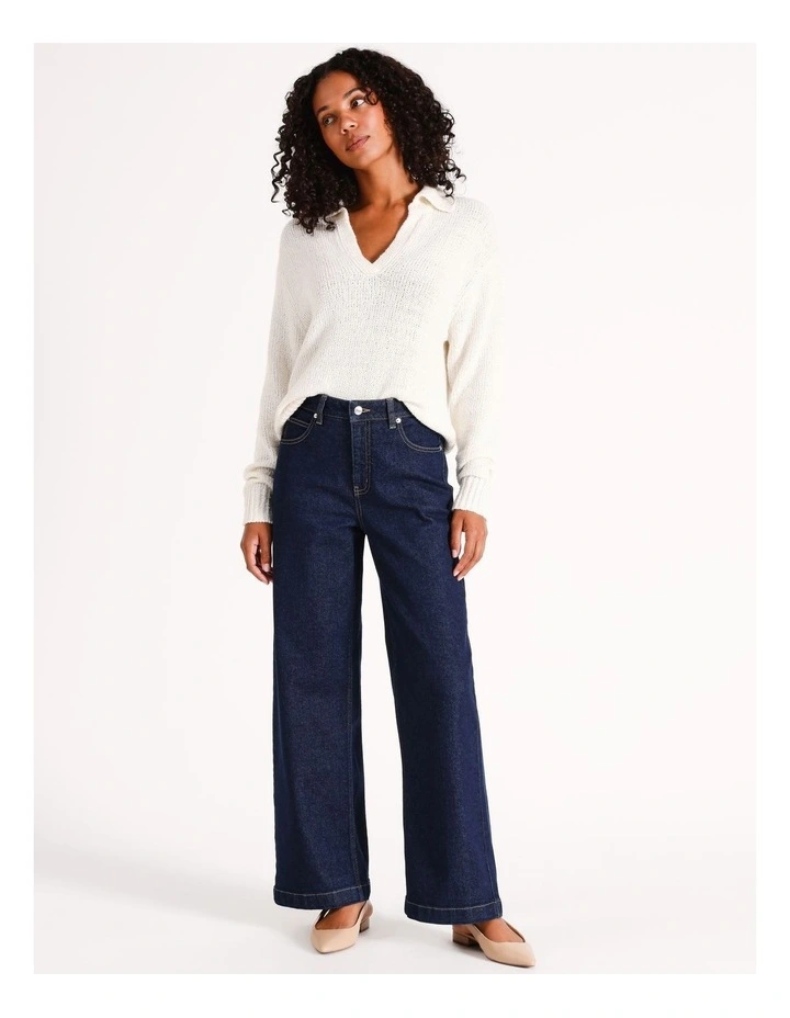 Organic Blend Wide Leg Jean in True Blue