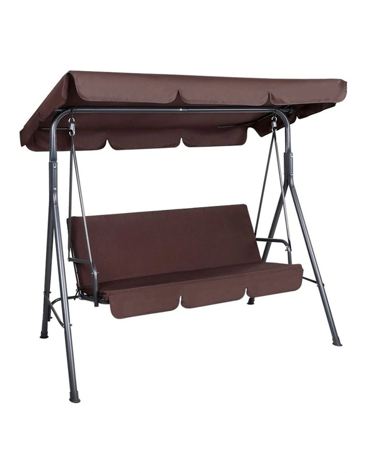 3 Seater Canopy Swing Chair in Brown
