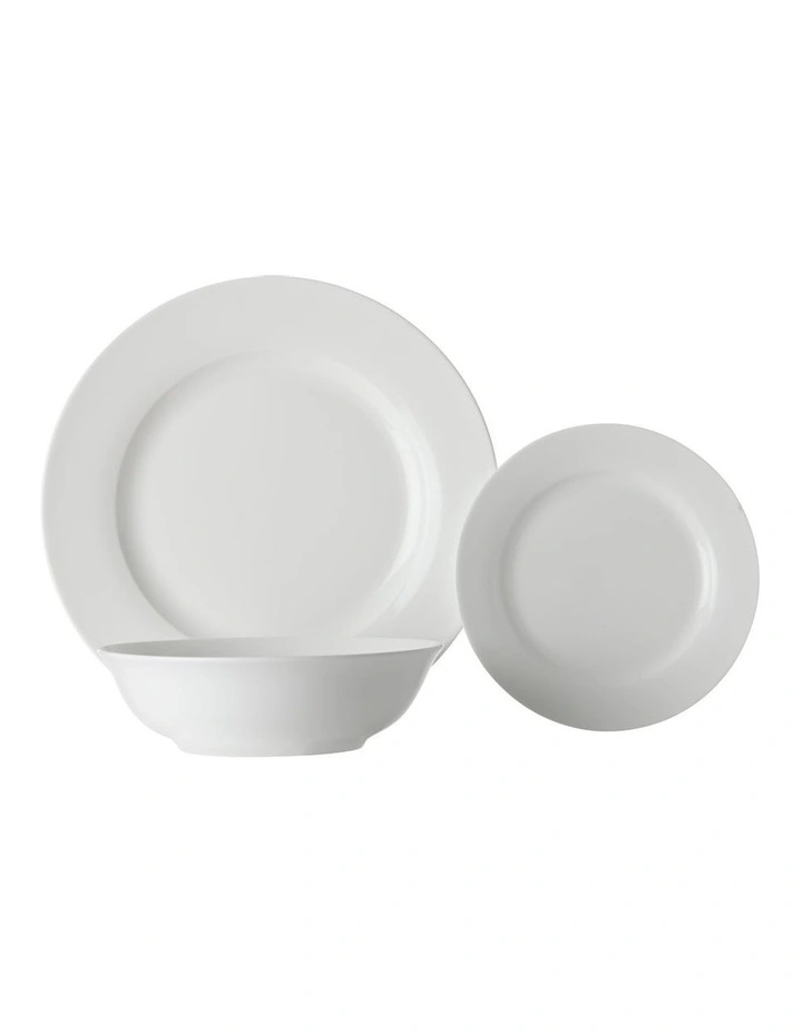 Basics European Rim Dinner Set 12 Piece in White