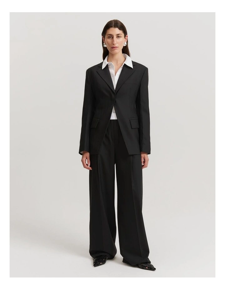 Self Stripe High Break Blazer in Black