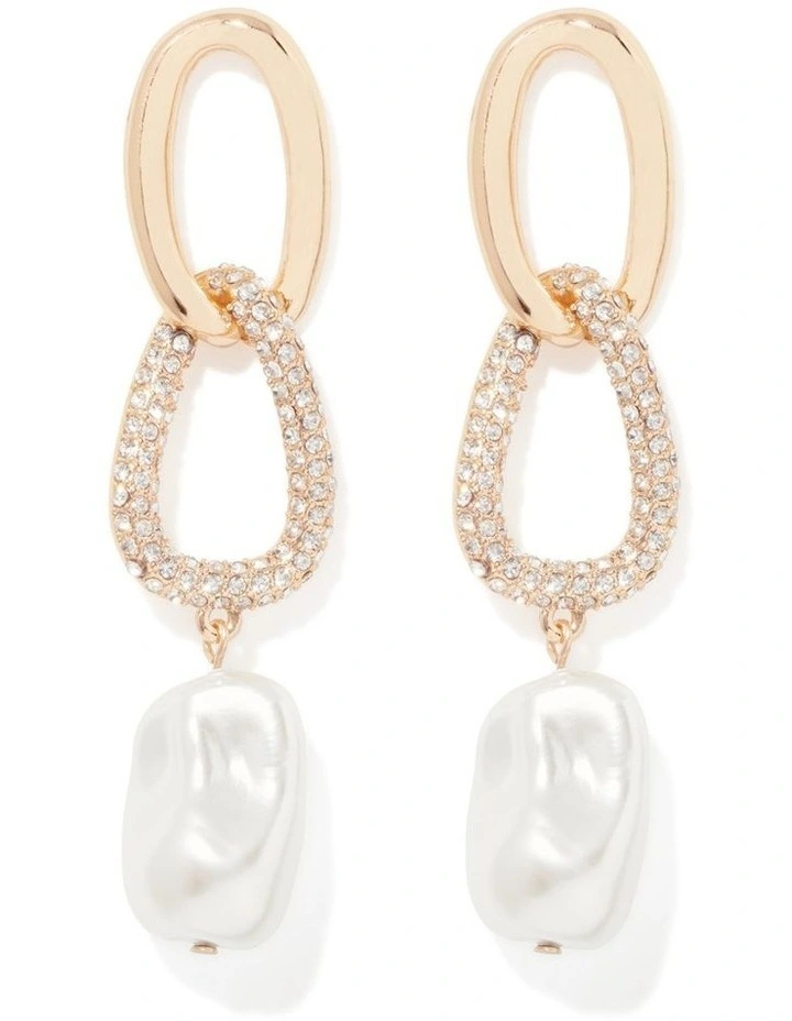 Signature Connor Crystal And Pearl Drop Earrings in Pink