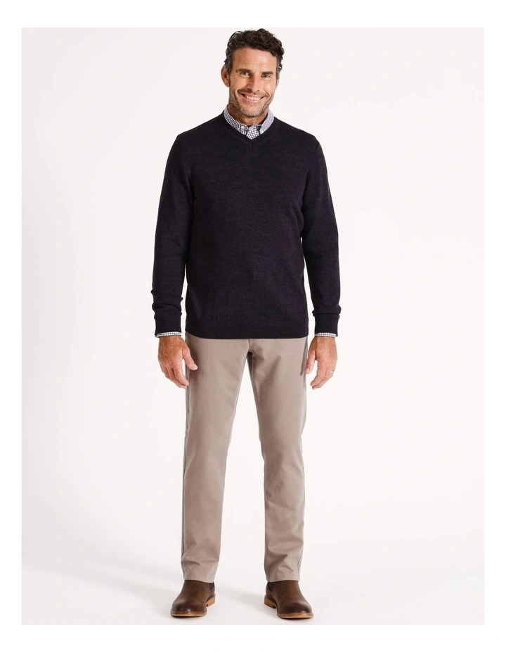 Australian Merino V-Neck Knit in Chestnut