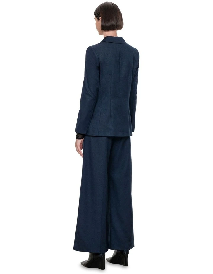 Lurex Twill Wide Leg Pants in Navy