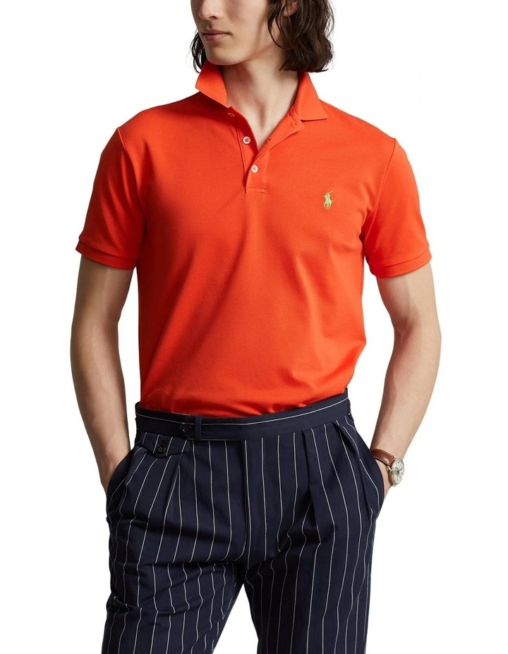 Custom Slim Fit Stretch Mesh Polo Shirt in Orange