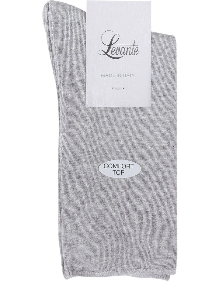 Comfort Top Crew Length Socks in Grey Marle