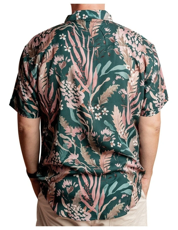Teal Blooms Short Sleeve Shirt in Teal
