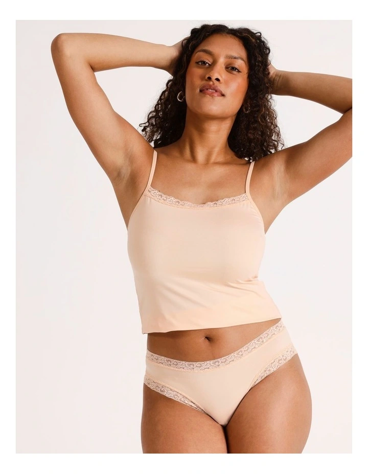 Smooth with Lace Bikini Brief in Beige