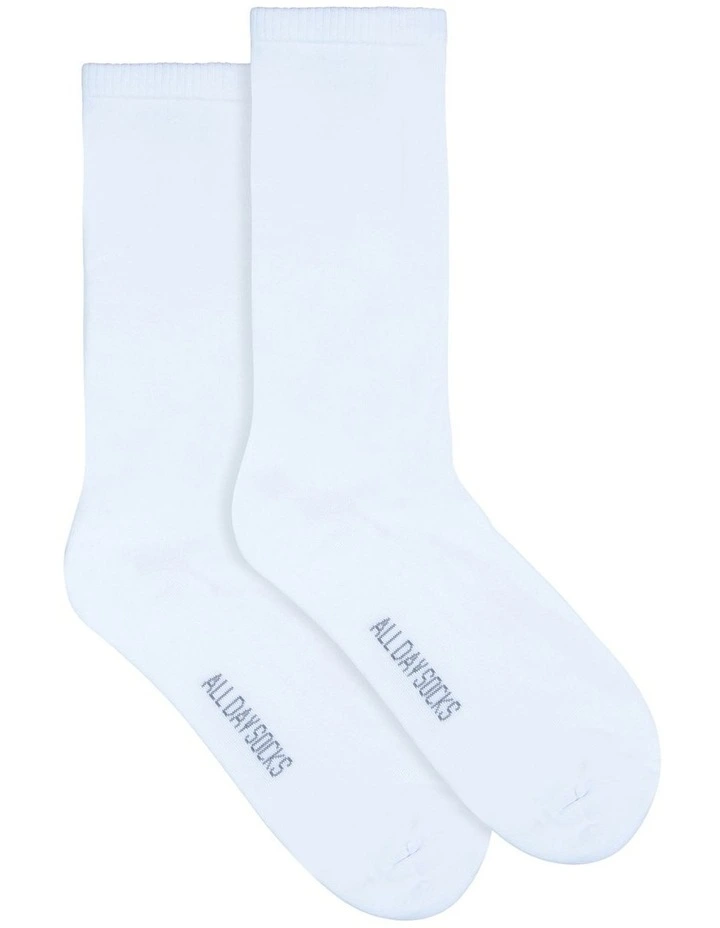 Fine Cotton Cushion Foot Socks 2 Pack in White