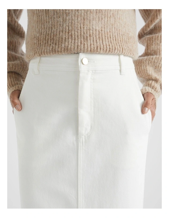 Denim Maxi Skirt in Cloud Cream