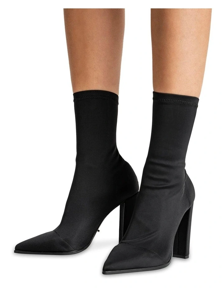 Lila Black Lycra Ankle Boots