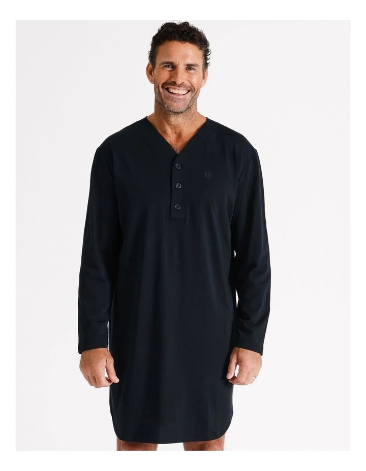 Long Sleeve Knit Niteshirt in Navy