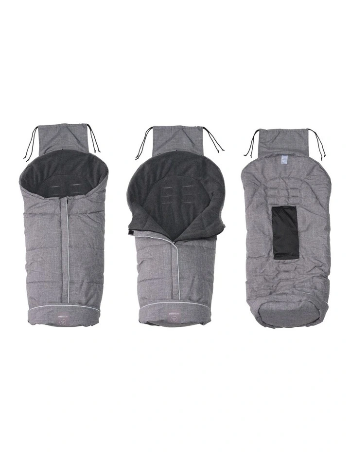 Naturally Sheepskins Weatherproof Fleece Footmuff (Linear Charcoal)
