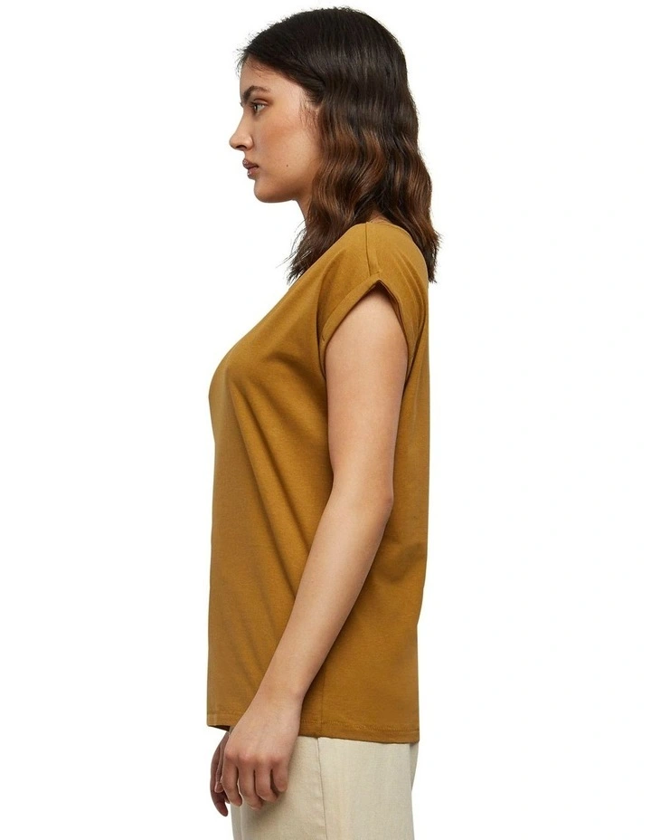 Extended Shoulder Tee in Nut