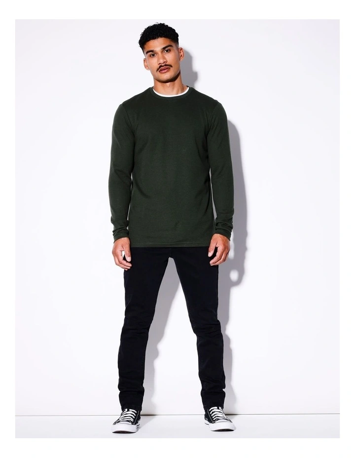Logan Ls Rib Tee in Green