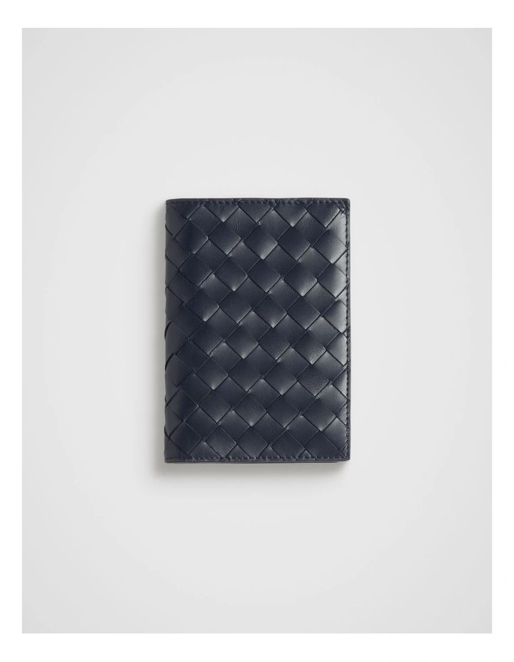 Leather Woven Passport Cover in Midnight Sky