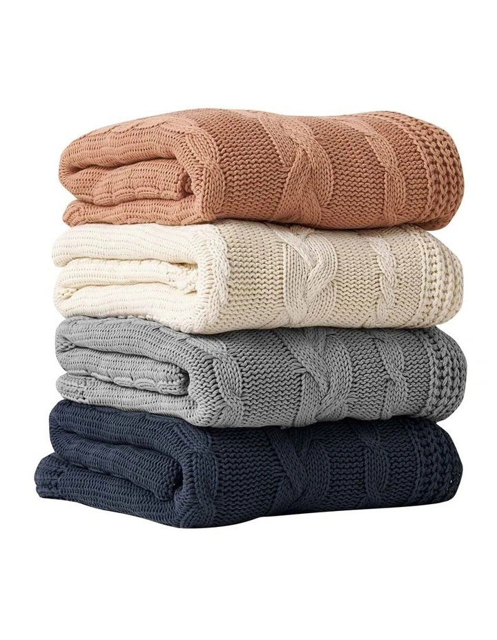 Cable Knit Throw in Rosewood