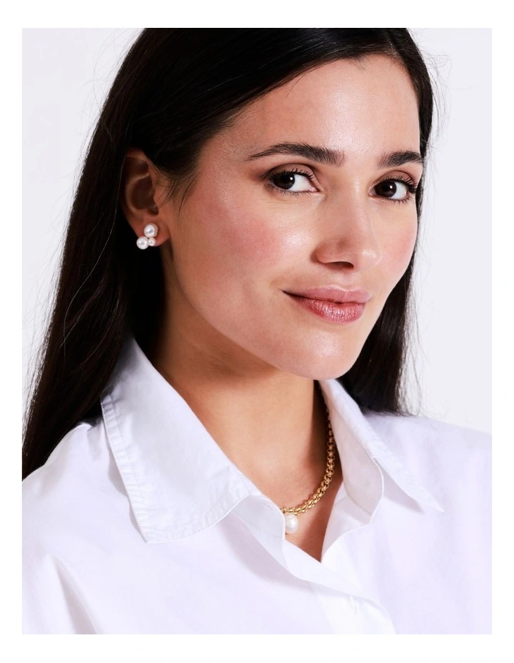 Freshwater Pearl Cluster Stud in Ivory