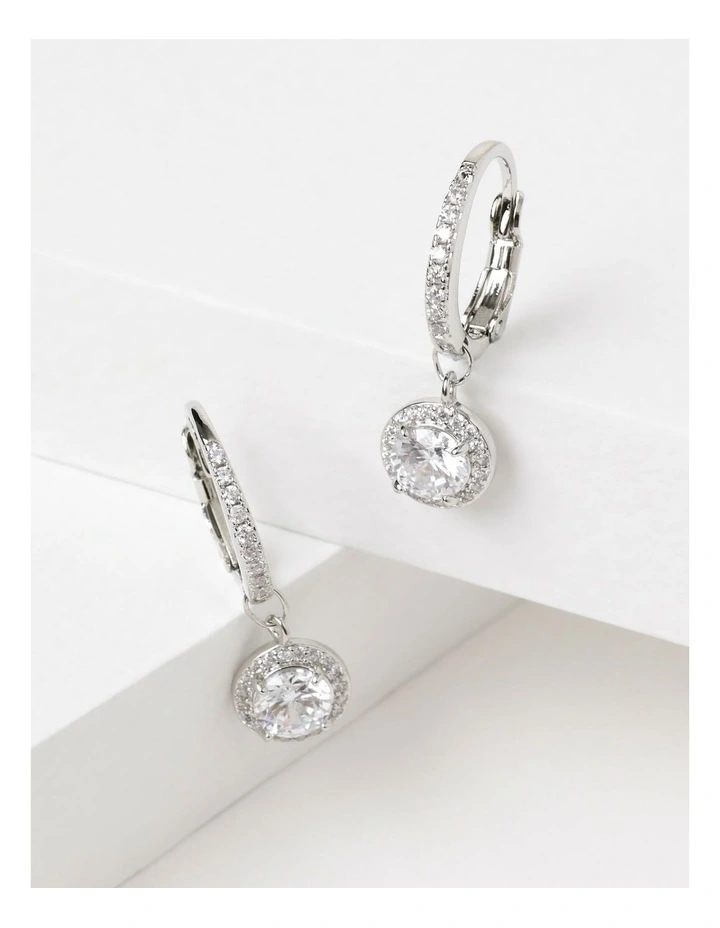 Cubic Zirconia Drop Earring in Silver