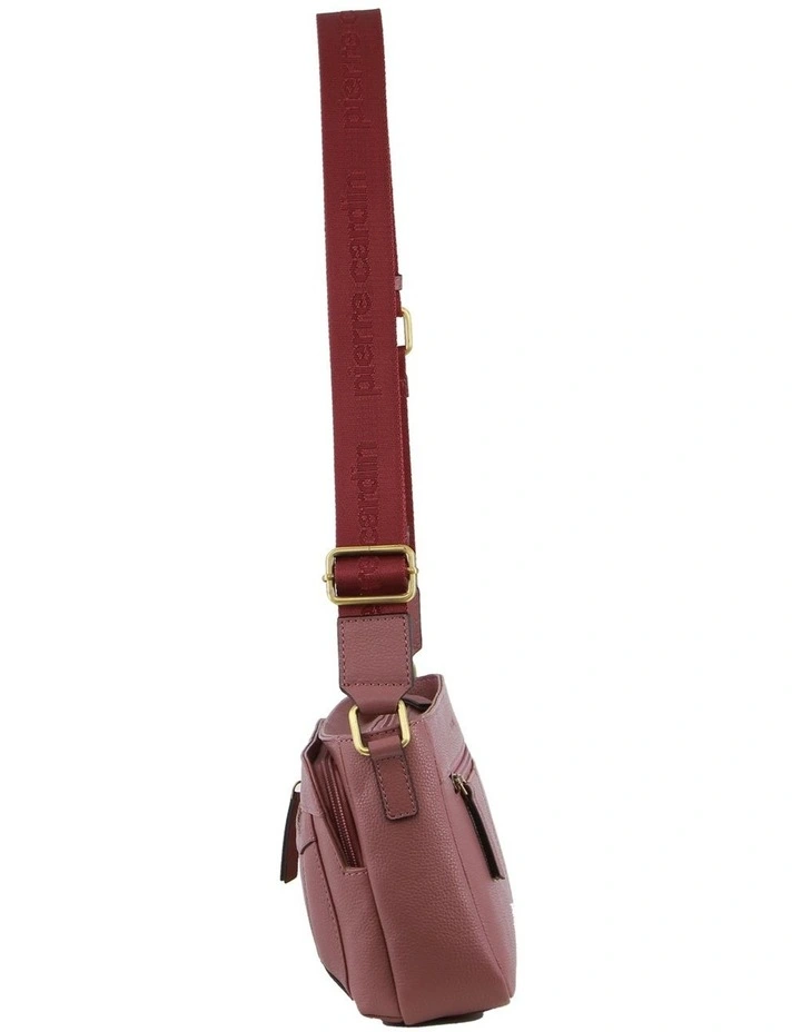 Leather Webbing Strap Crossbody Bag in Rose