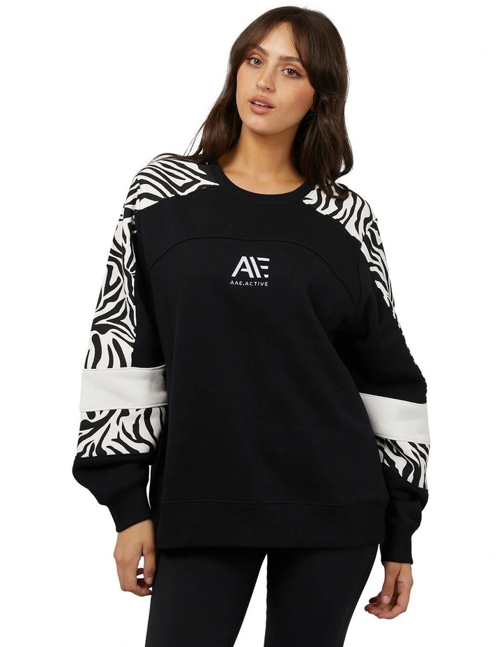 Parker Panelled Crew Top in Black